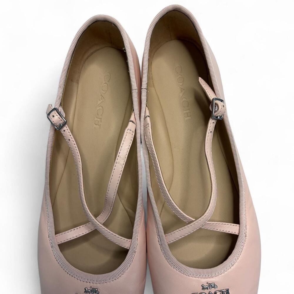 Y2K Coach ballet flats in light baby pink leather with classic design size 9.5 - Picture 6 of 8